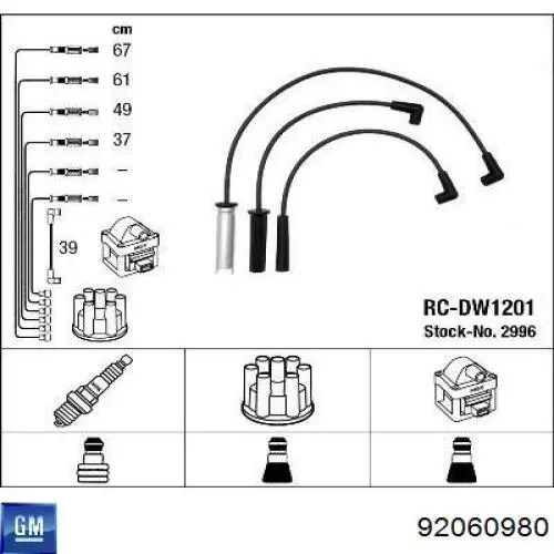 92060980 General Motors Cables de alta tensión, juego