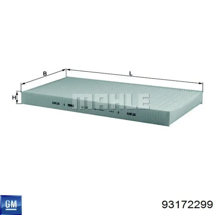 Filtro de cabina General Motors 93172299 precio, desde 13,96 EUR