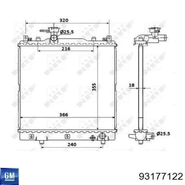 93177122 General Motors radiador