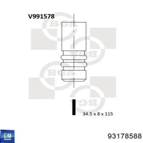 93178588 Opel válvula de escape