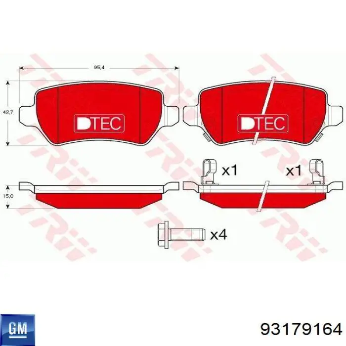 93179164 General Motors Pastillas freno traseras