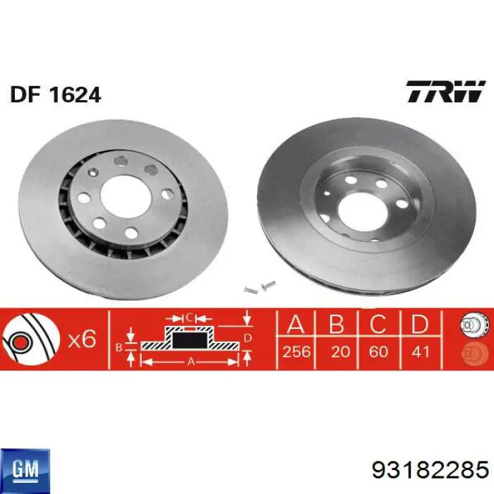 93182285 General Motors freno de disco delantero