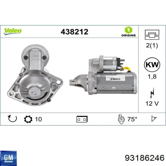 93186246 General Motors motor de arranque