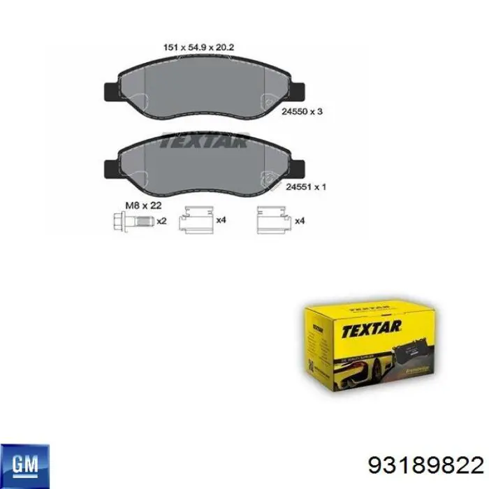 93189822 General Motors pastillas de freno delanteras