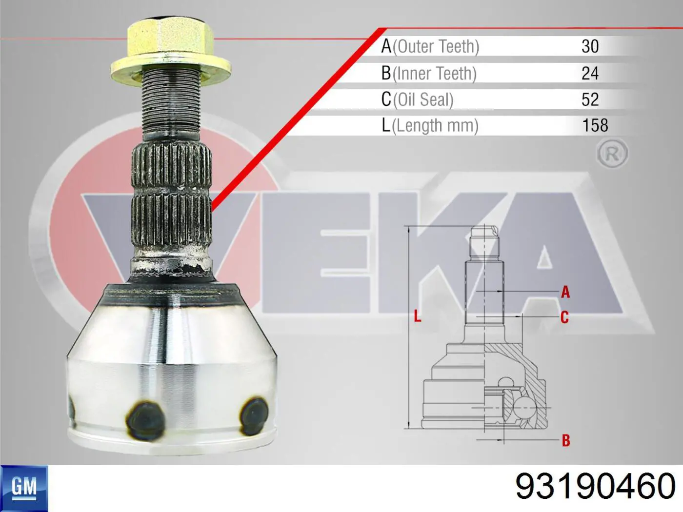 93190460 General Motors junta homocinética exterior delantera