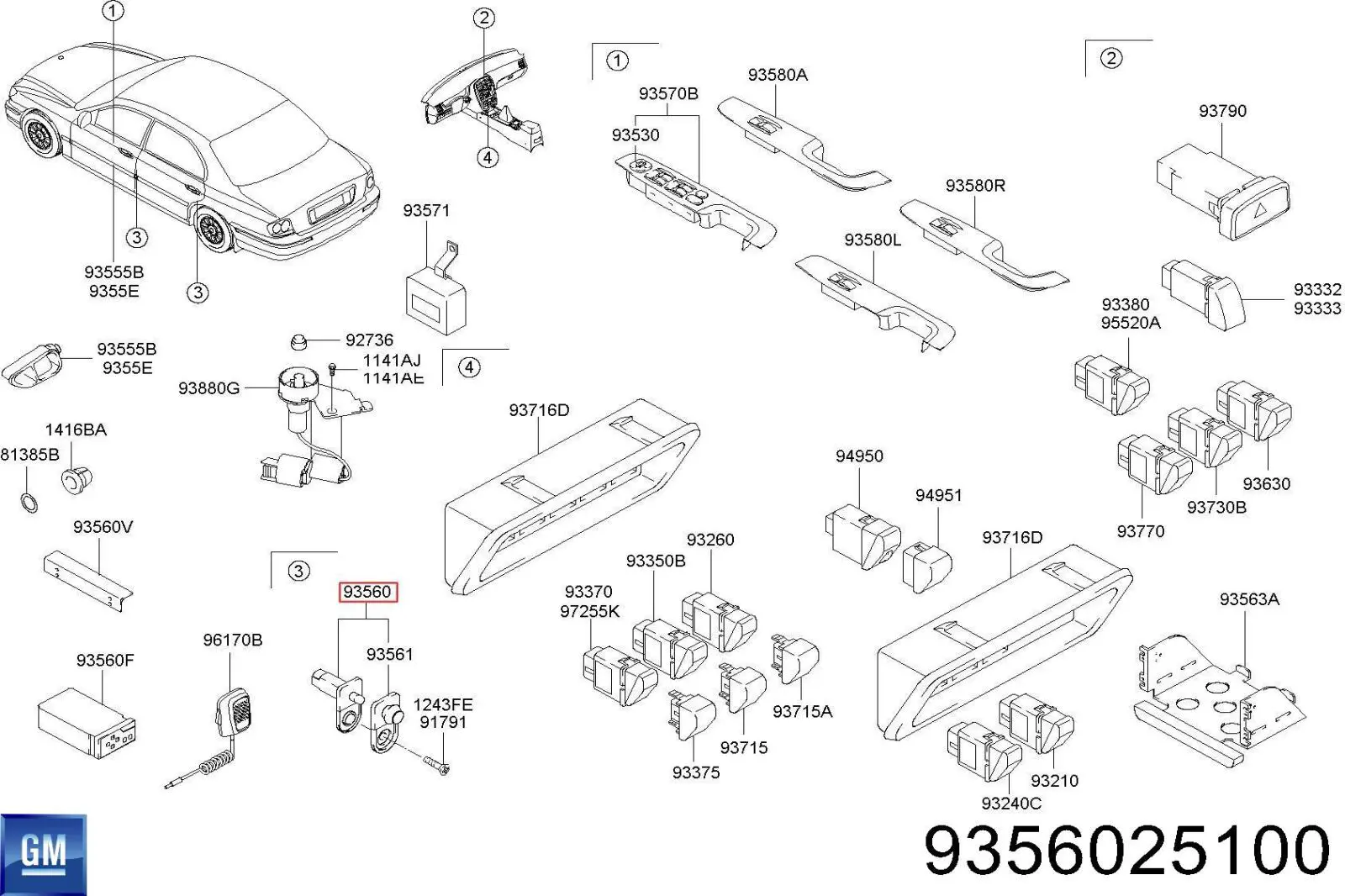 9356025100 General Motors sensor, interruptor de contacto eléctrico