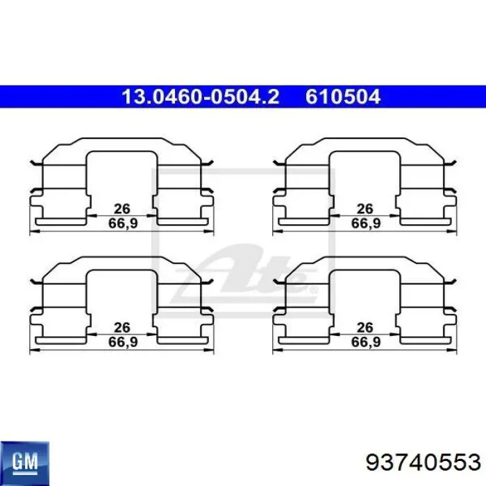 93740553 General Motors conjunto de muelles almohadilla discos delanteros