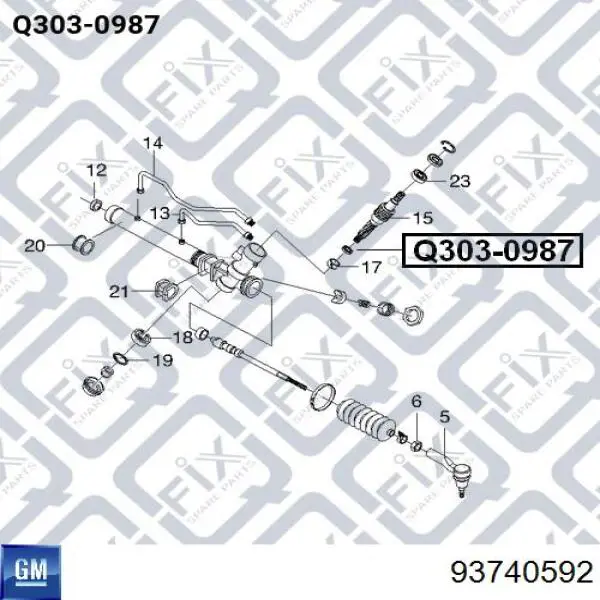 93740592 General Motors Retén de la cremallera de dirección