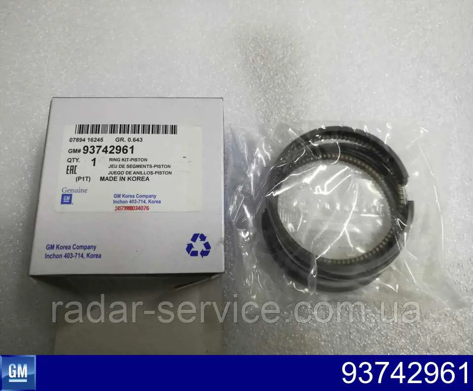 93742961 General Motors Juego de anillos de pistón, motor, STD