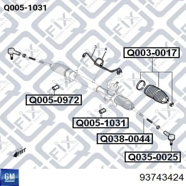 Buje de fijación izquierdo de la cremallera de dirección General Motors 93743424 precio, desde 6,10 EUR