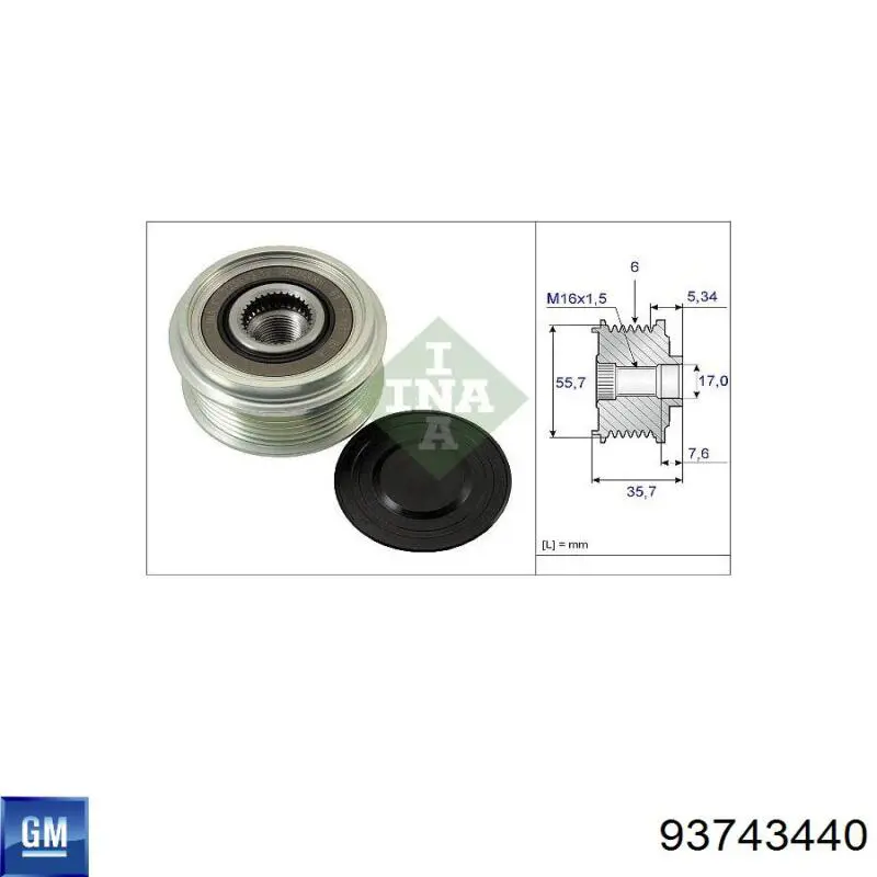 93743440 General Motors polea alternador