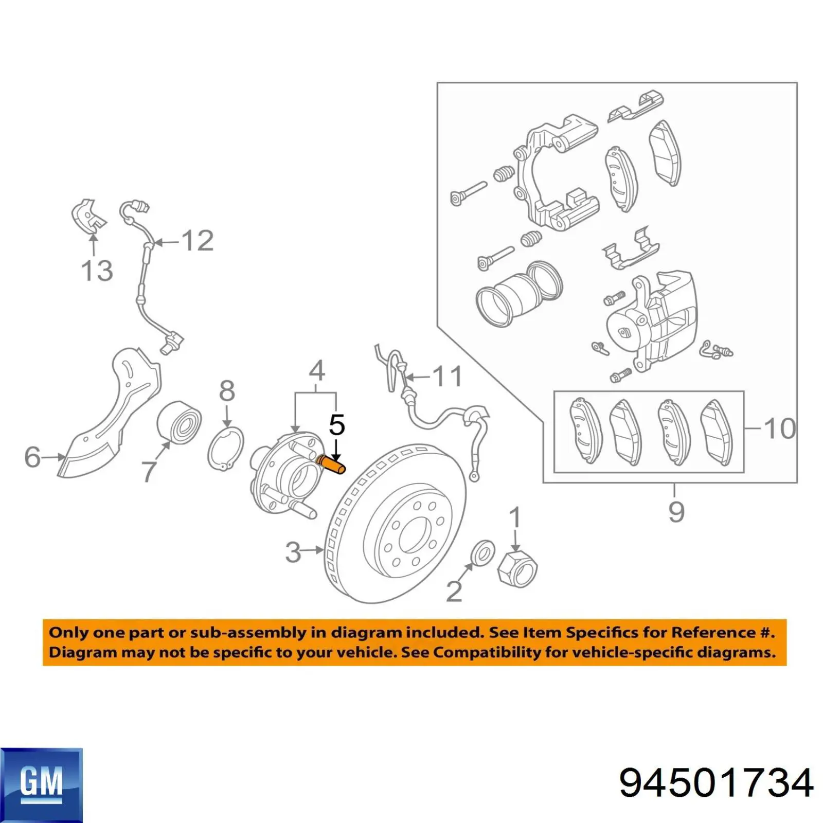 Espárrago de rueda delantero General Motors 94501734 precio, desde 2,69 EUR