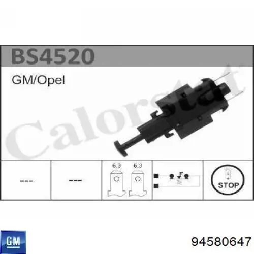 94580647 General Motors interruptor luz de freno