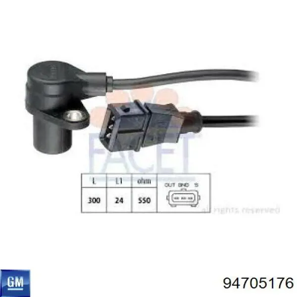 94705176 General Motors sensor de posición del árbol de levas