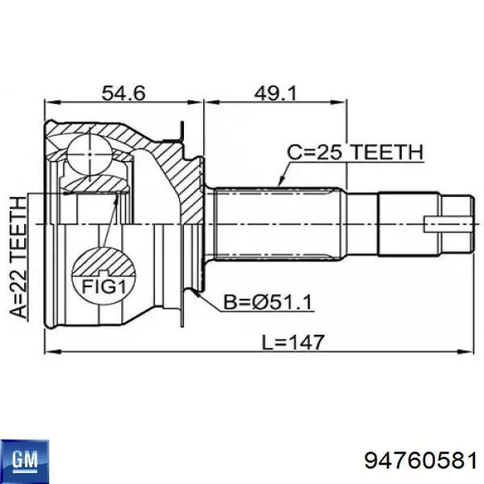 94760581 General Motors junta homocinética exterior delantera