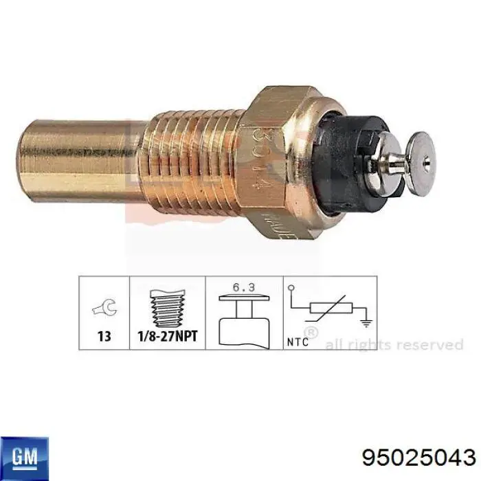 Sensor de temperatura del refrigerante General Motors 95025043 precio, desde 7,49 EUR