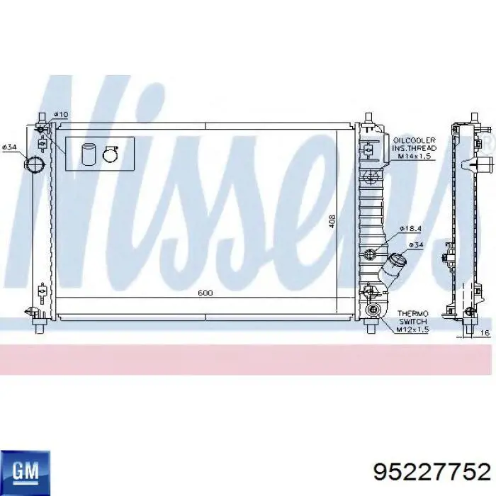 Radiador 95227752 General Motors