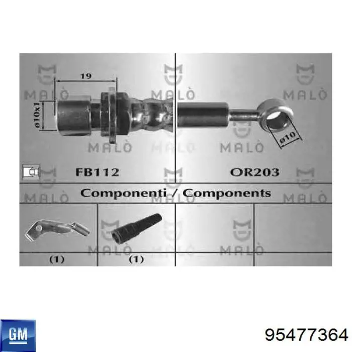 95477364 General Motors tubo flexible de frenos delantero derecho