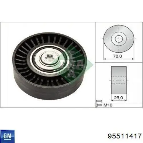 Polea inversión/guía, correa auxiliar servicios General Motors 95511417 precio, desde 14,71 EUR