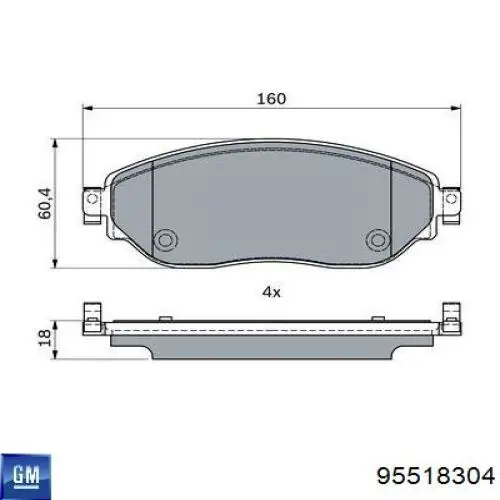 Pastillas de freno 95518304 General Motors