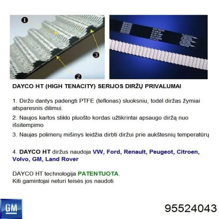 Kit de distribución 95524043 General Motors