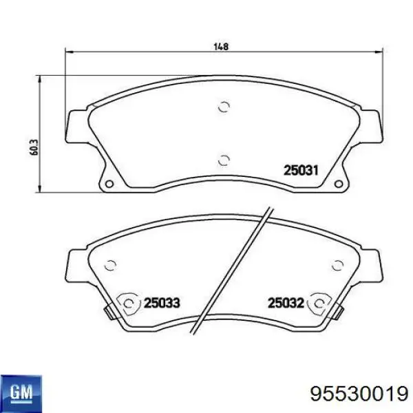 Comprar 95530019 General Motors Pastillas delanteras de freno