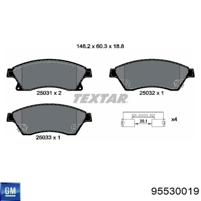 95530019 General Motors Pastillas delanteras