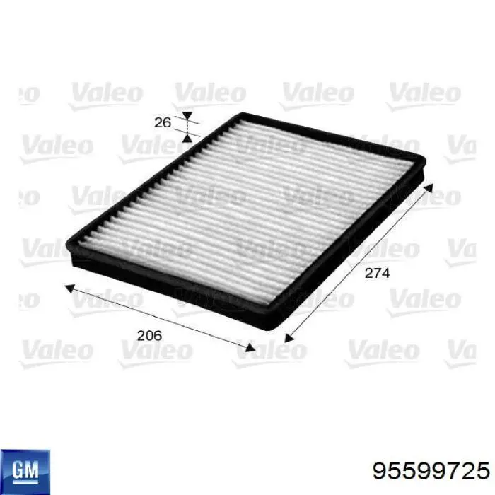 Filtro de cabina General Motors 95599725 precio, desde 15,64 EUR