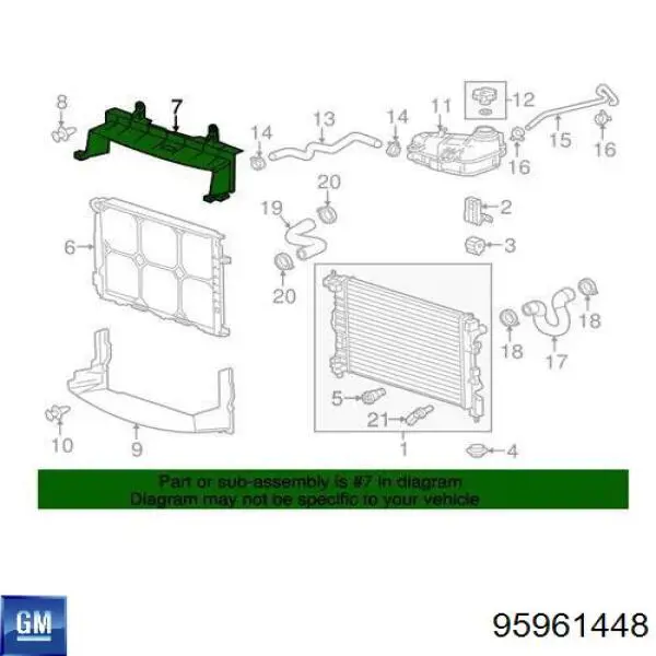 Deflector de aire, radiador, superior para Chevrolet Aveo (T300)