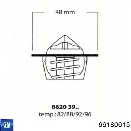 96180615 General Motors caja del termostato