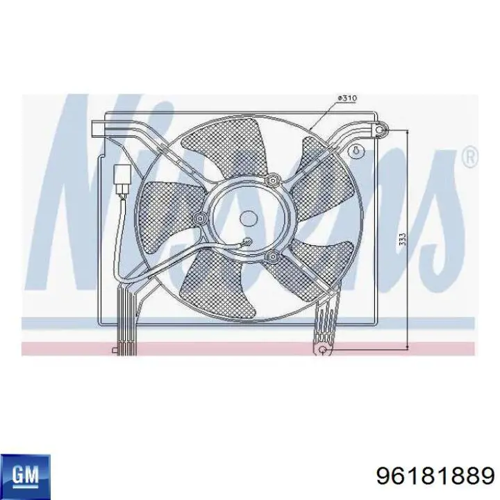 96181889 General Motors difusor de radiador, aire acondicionado, completo con motor y rodete