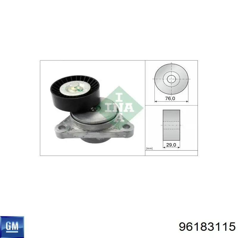 Tensor de la correa trapecial poli v General Motors 96183115