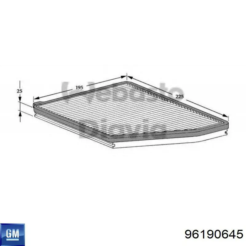 Filtro de polen General Motors 96190645