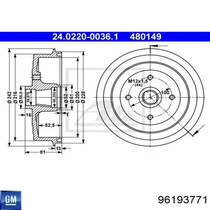 Comprar 96193771 General Motors Tambor de freno trasero