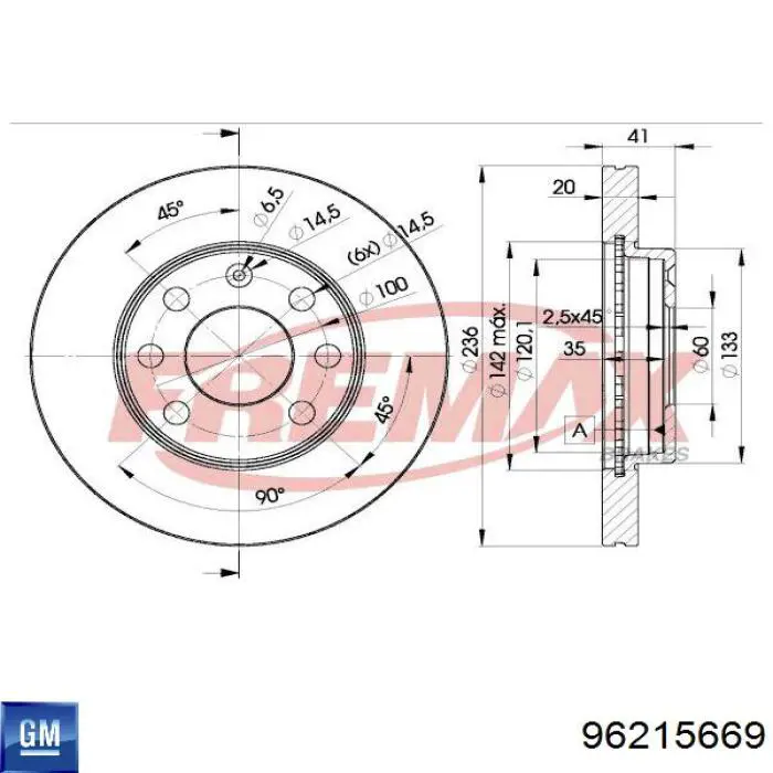 Freno de disco delantero Opel Astra 51, 52, F35, M35