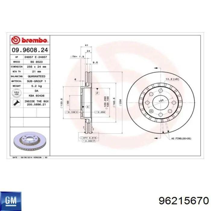 Frenos delanteros General Motors 96215670 precio, desde 27,25 EUR