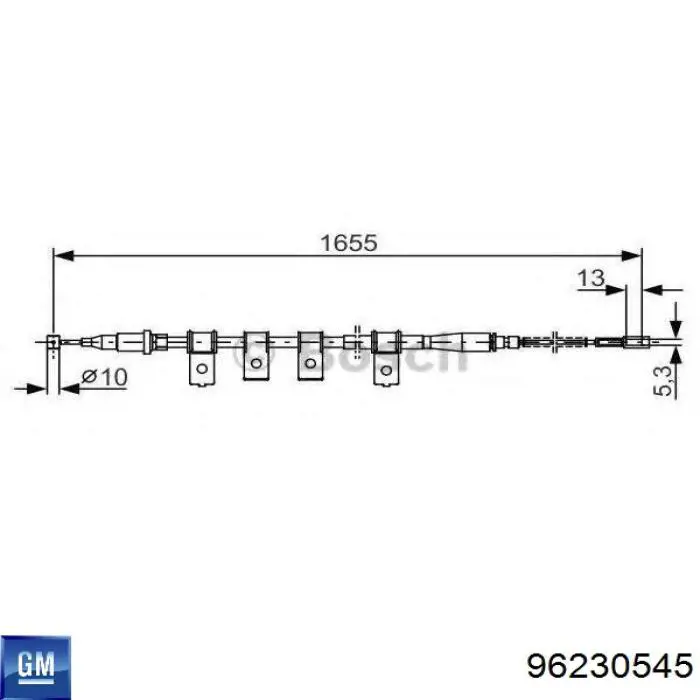 96230545 General Motors Cable de freno de mano trasero izquierdo