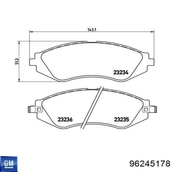 96245178 General Motors Pastillas delanteras