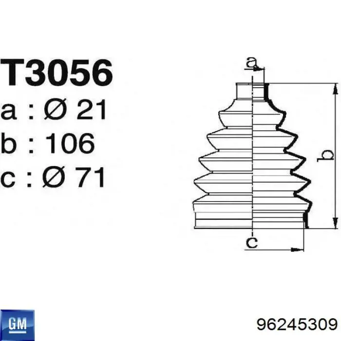 Comprar 96245309 General Motors Fuelle de palier delantero exterior