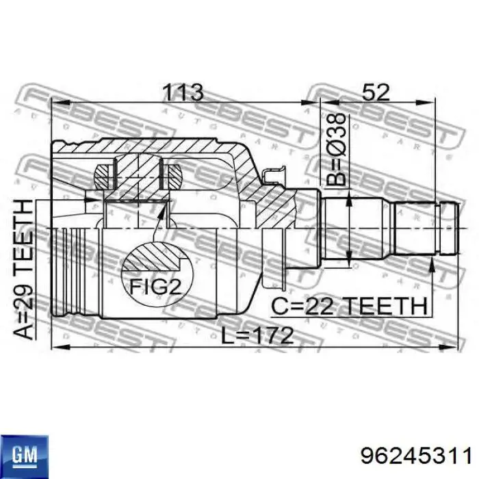 Comprar 96245311 General Motors Junta homocinética interna delantera