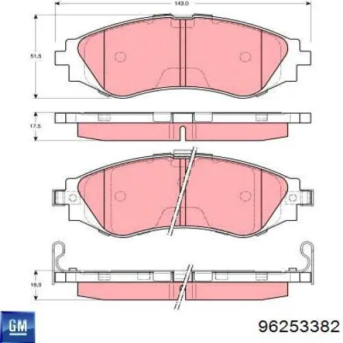 Comprar 96253382 General Motors Pastillas delanteras de freno