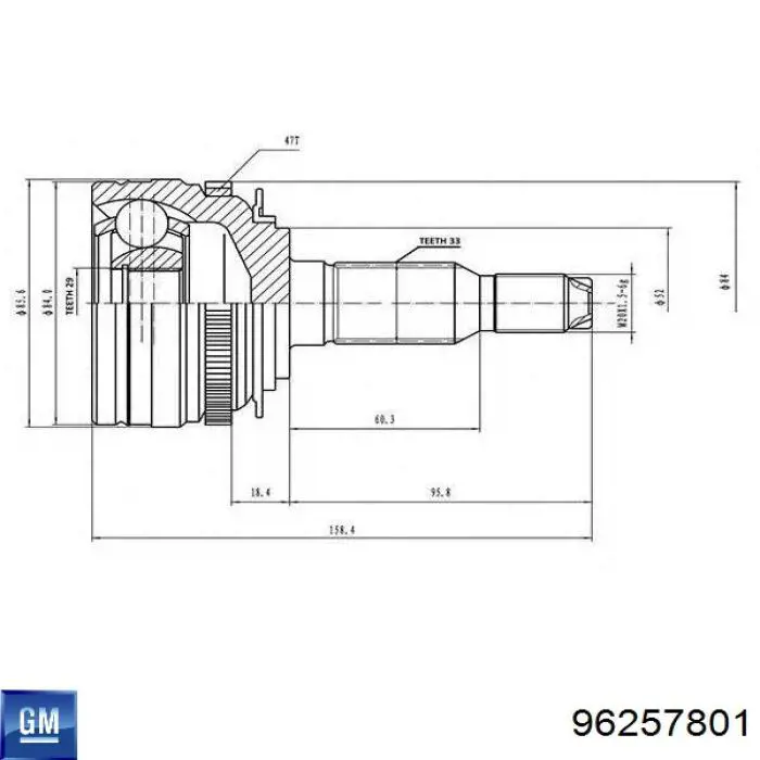 Junta homocinética exterior delantera General Motors 96257801 precio, desde 49,21 EUR