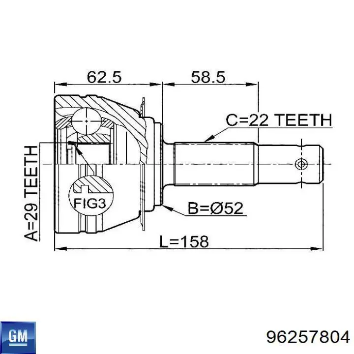 Junta homocinética exterior delantera General Motors 96257804 precio, desde 29,86 EUR