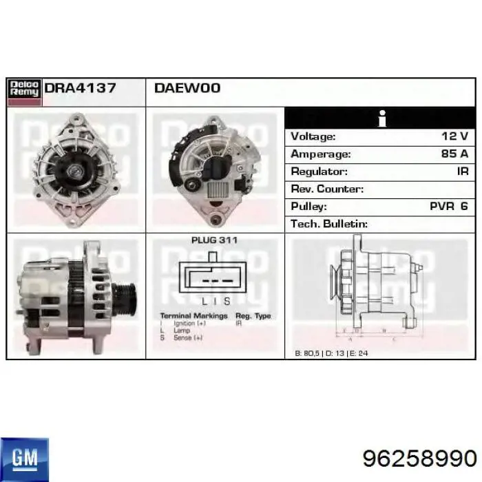 Generador General Motors 96258990