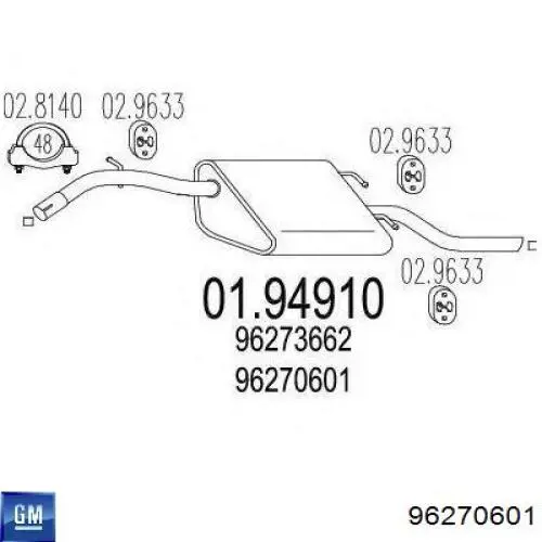 Silenciador trasero General Motors 96270601 precio, desde 87,01 EUR