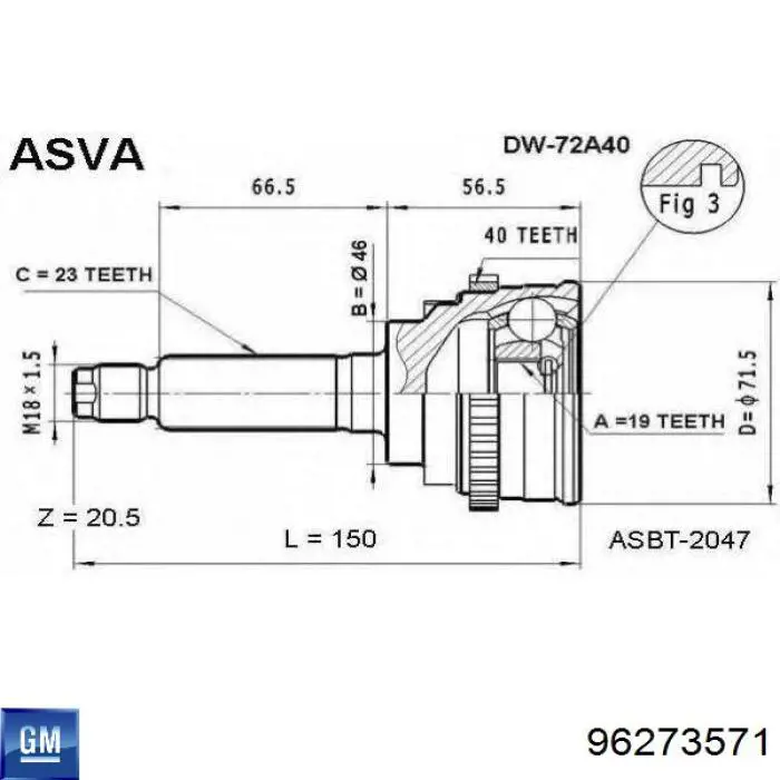 96273571 General Motors junta homocinética exterior delantera