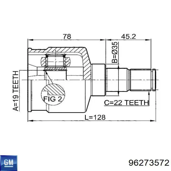 Junta homocinética interna delantera General Motors 96273572 precio, desde 37,80 EUR