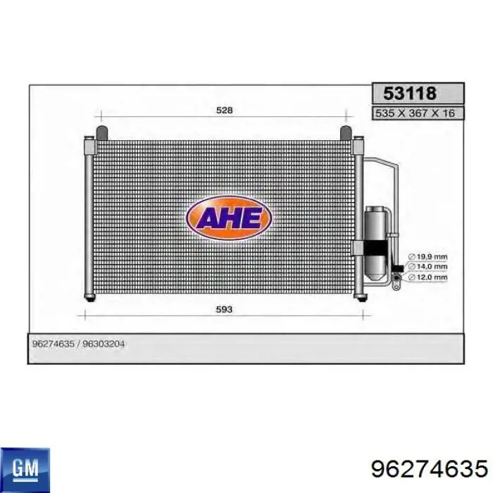 96274635 General Motors condensador aire acondicionado