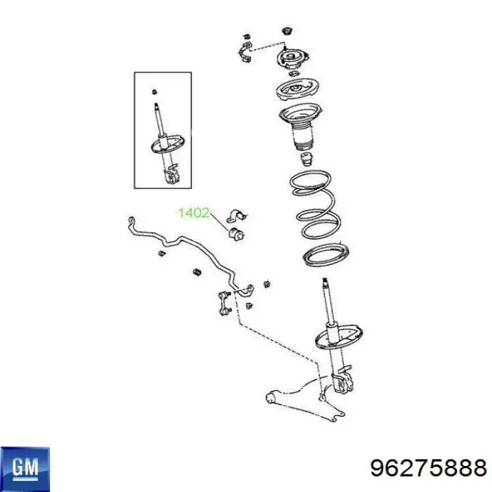 Buje trasero del brazo longitudinal trasero 96275888 General Motors