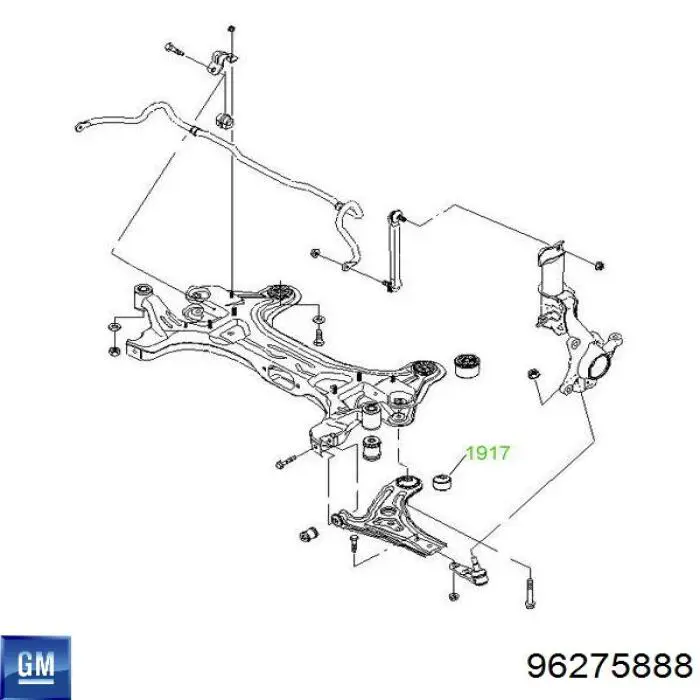 96275888 General Motors Buje trasero del brazo longitudinal trasero